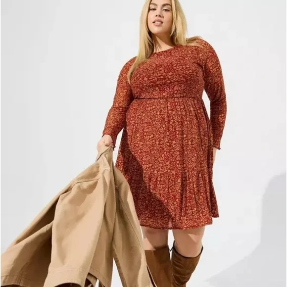 Torrid Red Floral Mesh Mini Dress - Picture 1 of 12